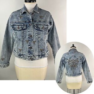 💚 2953. Western Embroidered Denim Jacket